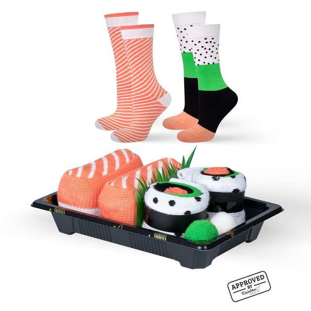 Set di 2 calzini da donna da uomo colorati SOXO sushi