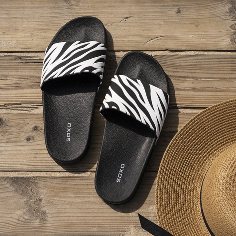 Premium Donna Uomo SOXO Zebra Beach Flip Flops | Ideale per vacanze estive e piscina | Gomma