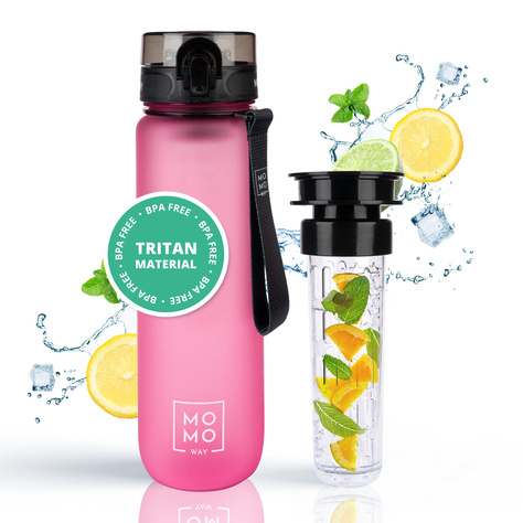 MOMO WAY Borraccia rosa scuro | ideale per i viaggi | BPA free | Tritan