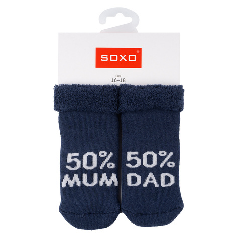 Set di 3x calzini SOXO per bambini blu navy con scritta 