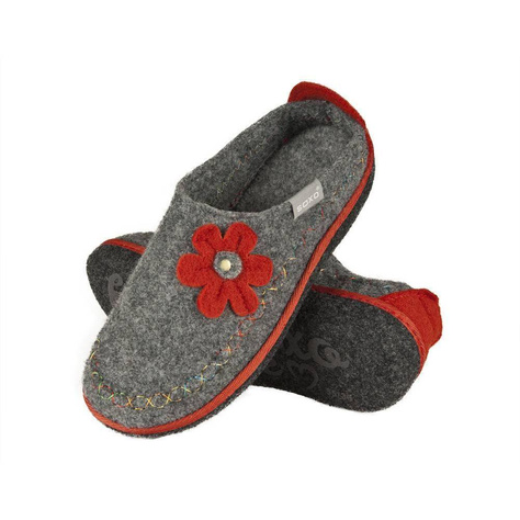 Pantofole da donna SOXO di feltro con il fiore suola ABS grigio