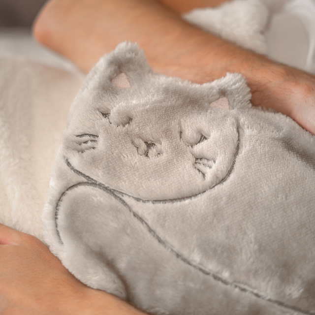 Borsa dell'acqua calda SOXO a forma di gatto, grigia 1,8 L
