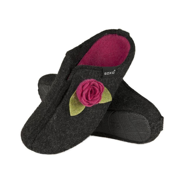Pantofole da donna SOXO di feltro suola TPR grigio