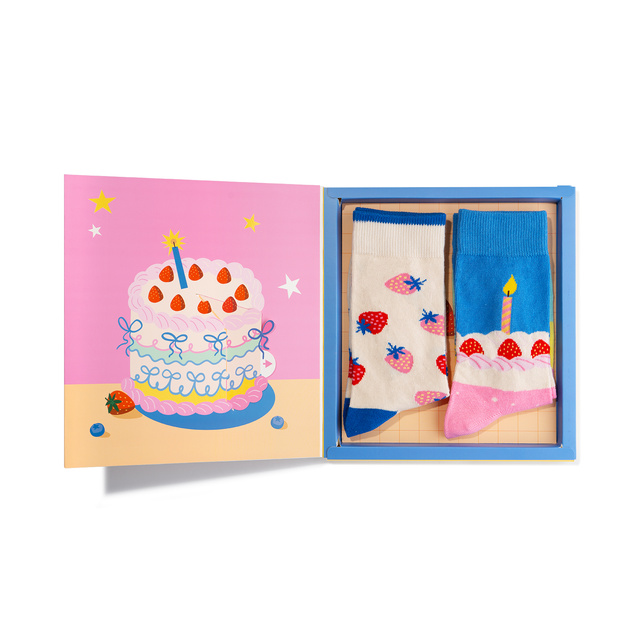 Calzini Biglietto d'auguri Torta 2 paia