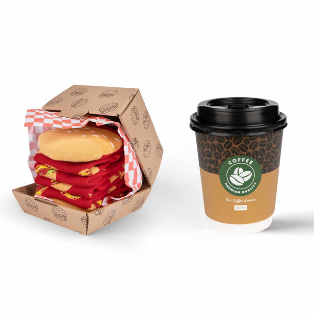 Set di calzini Caffè in tazza e hamburger in scatola