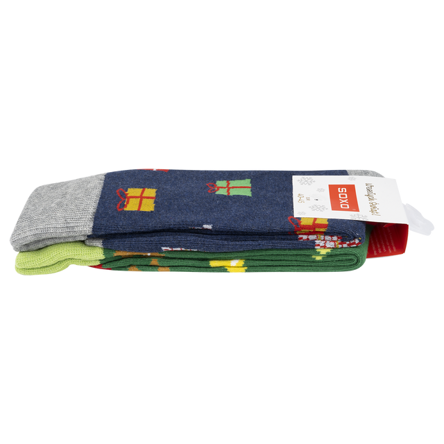 Set di 2 calzini natalizi colorati SOXO GOOD STUFF da uomo in cotone