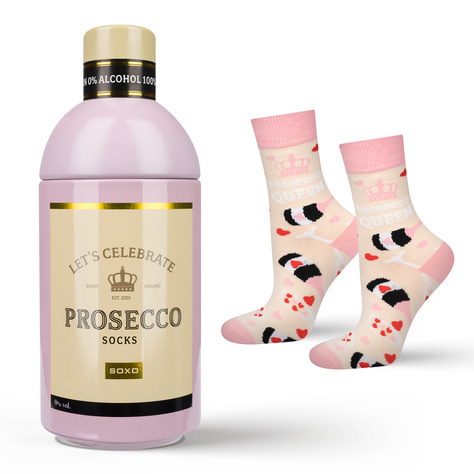 Calze da donna SOXO GOOD STUFF divertenti Prosecco in bottiglia regalo