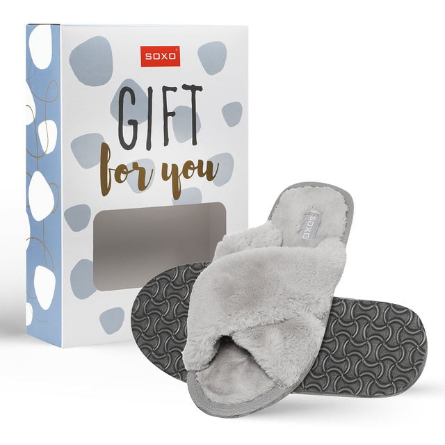 SOXO Pantofole da donna grigio furry