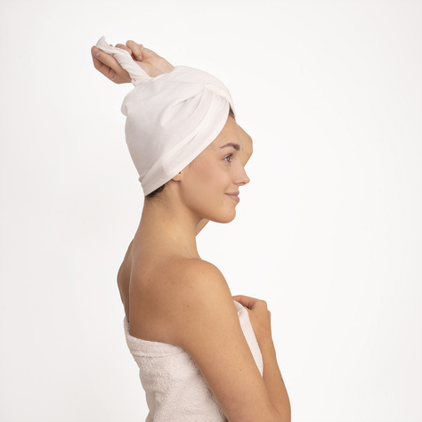 MOMO WAY turbante da bagno bianco e asciugamano