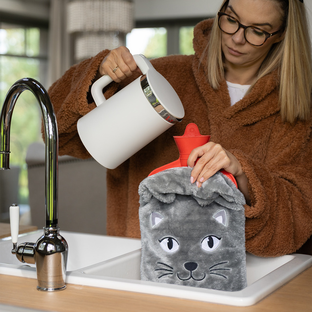 Borsa dell’acqua calda con copertura a forma di gatto 3,5 l