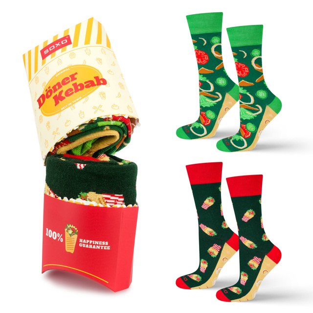 Set di 2 calzini da uomo SOXO colorati | kebab | regalo divertente per uomo | colori