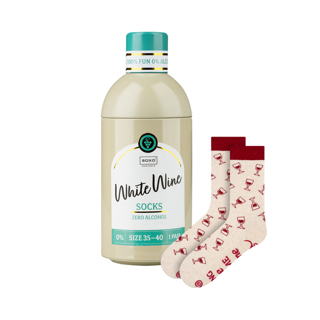 SOXO GOOD STUFF calze da donna divertenti White Wine in bottiglia regalo