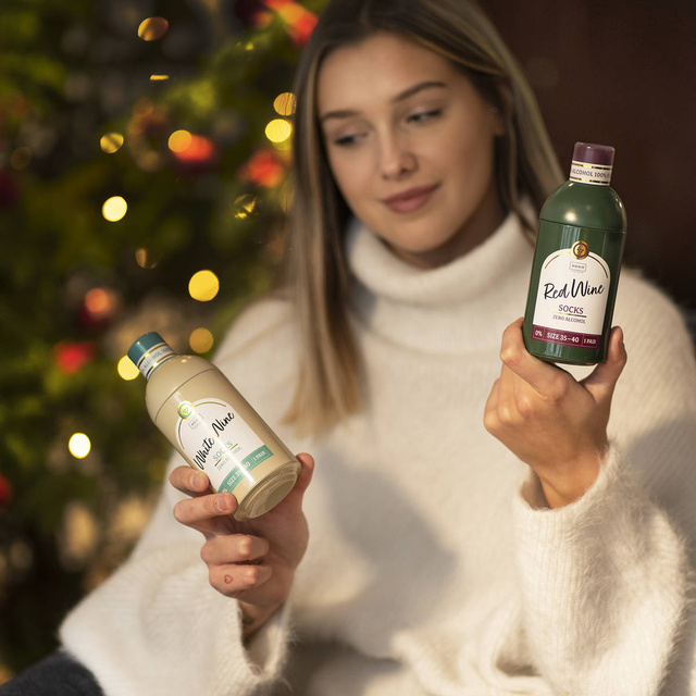 SOXO GOOD STUFF calze da donna divertenti White Wine in bottiglia regalo