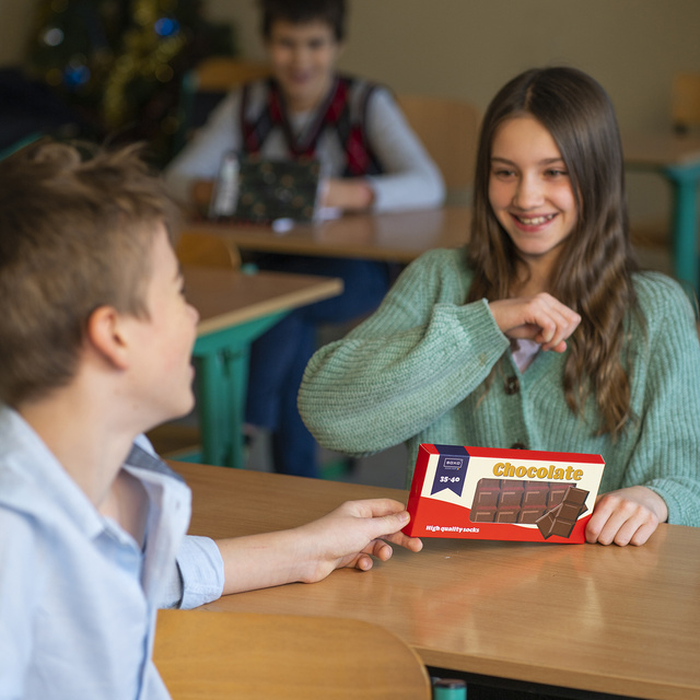 Calzini regalo da donna SOXO | barretta di cioccolato | Happy Gift