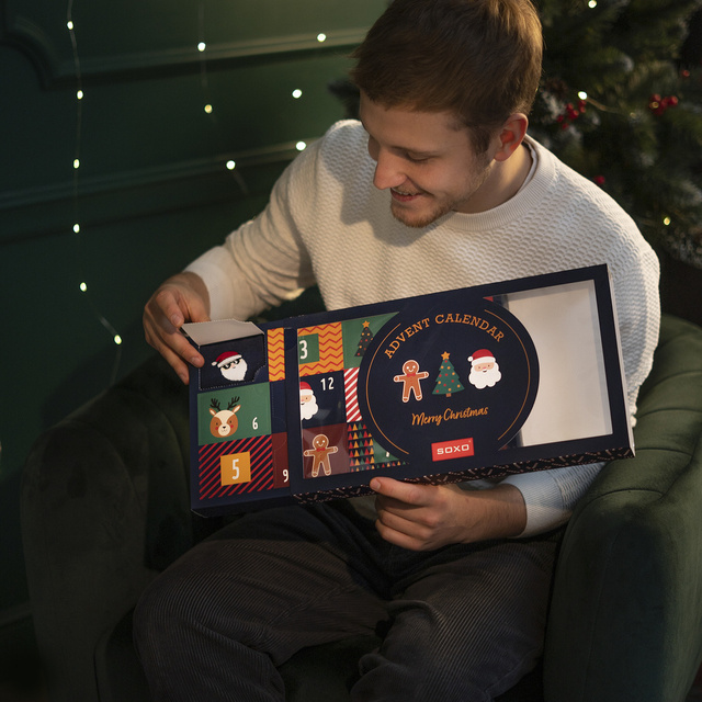 Calendario dell'Avvento | Regalo di Natale | Mikolajki | per lui | Set di 6 calzini da uomo colorati SOXO GOOD STUFF