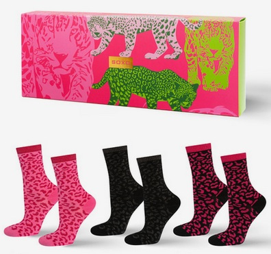 Calzini da donna SOXO Leopard rosa in confezione - 3 paia