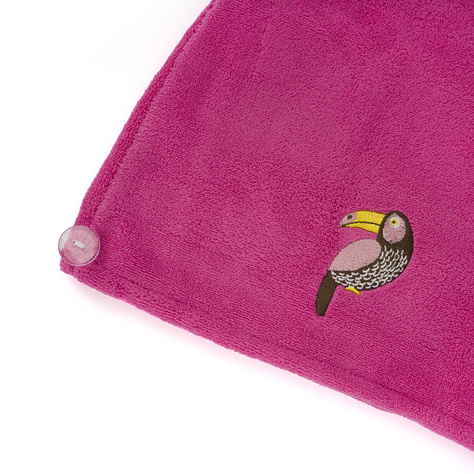 MOMO WAY Turbante da bagno rosa | asciugamano tucano