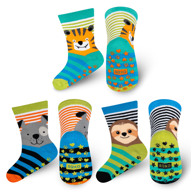 Set di 3 calzini colorati per bambini SOXO animali