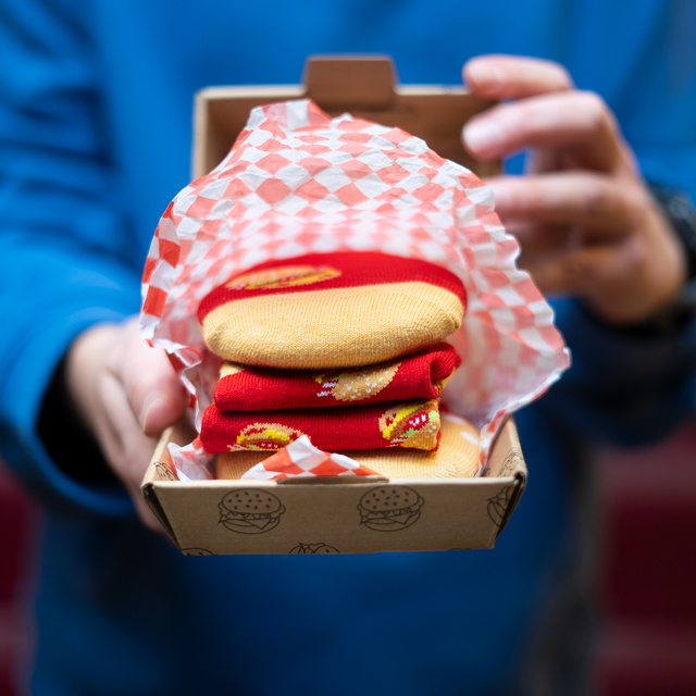 3 calzini da uomo | Hamburger nel pacchetto | Kebab nella confezione | regalo divertente per lui