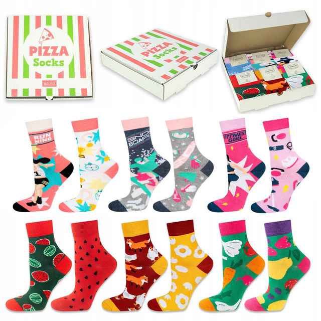 Un set in una scatola di 6 calzini colorati da donna SOXO