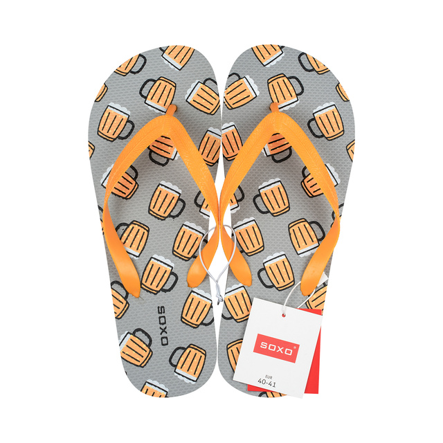 Comfort Donna Uomo SOXO Beach Flip Flops | Allegro e colorato in birra | Perfetto per le vacanze in spiaggia e in piscina