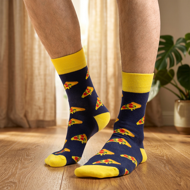 Calzini colorati da uomo e da donna SOXO con pizza in scatola | regalo per un uomo | regalo per donna