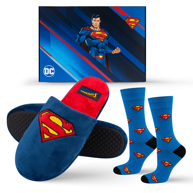 Set di 1x calzini colorati SOXO Superman e 1x pantofole da uomo Superman