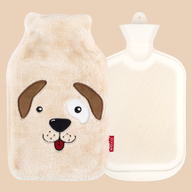 Borsa dell'acqua calda GRANDE 1,8 l Riscaldatore SOXO in una custodia di peluche - Idea regalo per cani