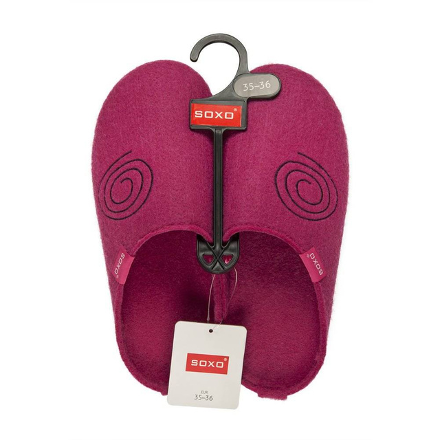 Pantofole da donna SOXO di feltro con ricamo suola TPR fuchsia