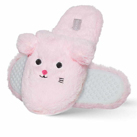 Pantofole SOXO - mouse - rosa con suole dure