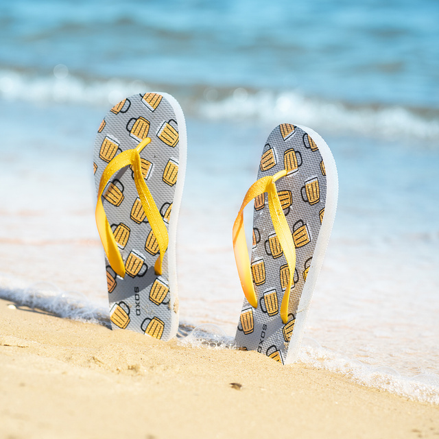 Comfort Donna Uomo SOXO Beach Flip Flops | Allegro e colorato in birra | Perfetto per le vacanze in spiaggia e in piscina