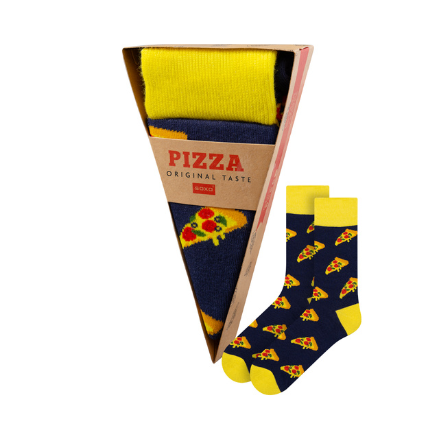Calzini colorati da uomo e da donna SOXO con pizza in scatola | regalo per un uomo | regalo per donna