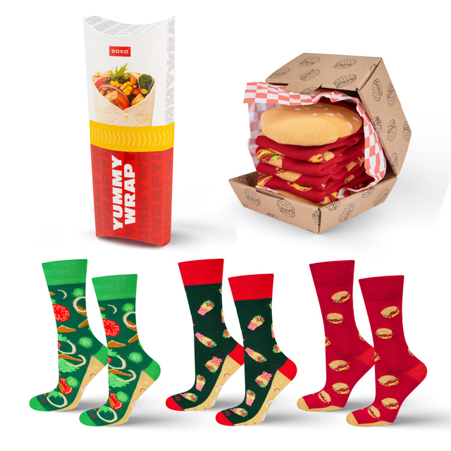 3 calzini da uomo | Hamburger nel pacchetto | Kebab nella confezione | regalo divertente per lui