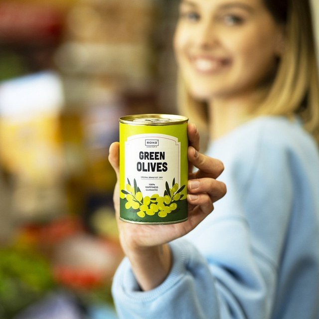 Divertenti calzini olive in scatola SOXO BUONO STUFF per un regalo