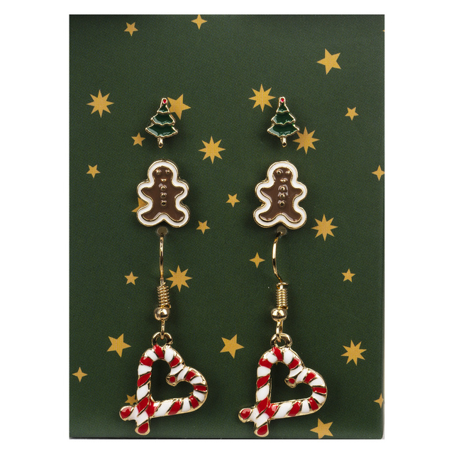 Orecchini SOXO | set di orecchini albero di Natale | Biscotto Ludek | Canne di Natale | idea regalo per lei | Natale