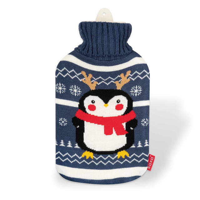 Scaldino pinguino Soxo in maglioncino regalo divertente Babbo Natale Natale