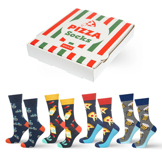 Set di 4 calzini da uomo SOXO GOOD STUFF in scatola per pizza