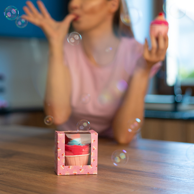 Calzini rosa SOXO cupcake da donna in confezione