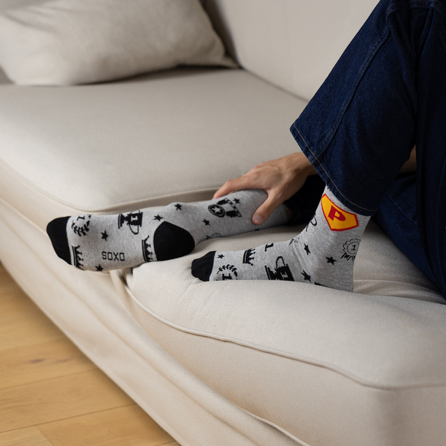 Calzini colorati da uomo SOXO con la scritta "SuperPapa" | Regalo per la festa del papà