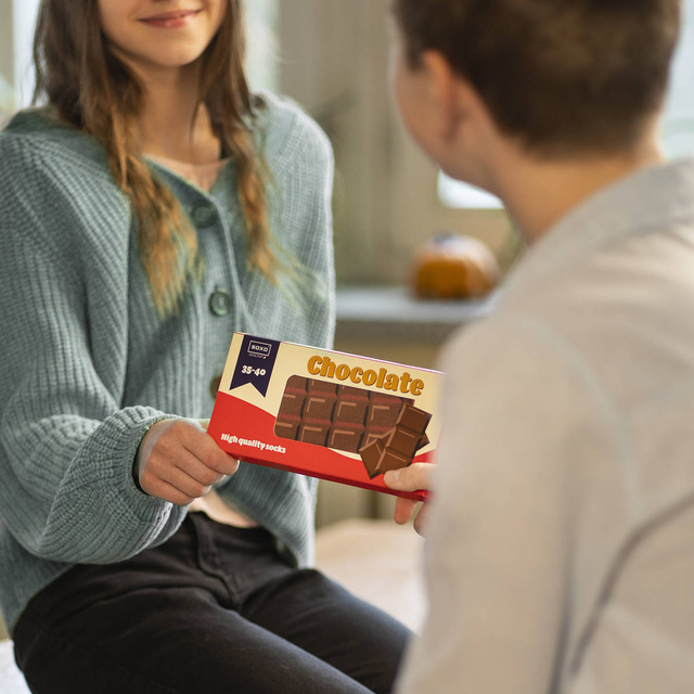 Calzini regalo da donna SOXO | barretta di cioccolato | Happy Gift