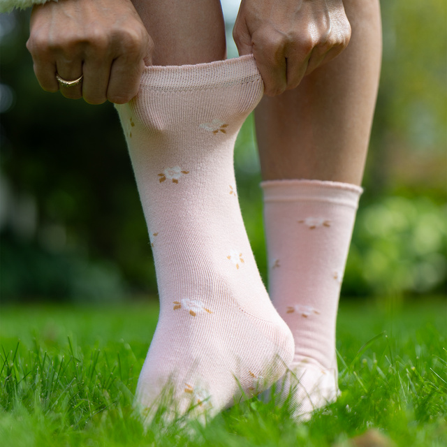 Calze in Bambù con Motivo Floreale