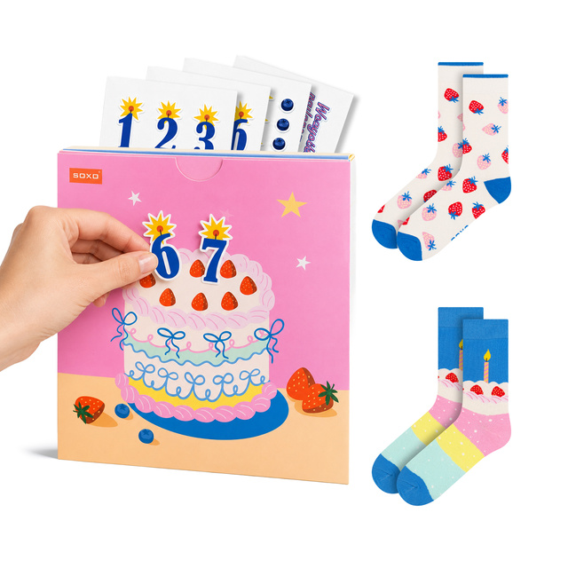 Calzini Biglietto d'auguri Torta 2 paia