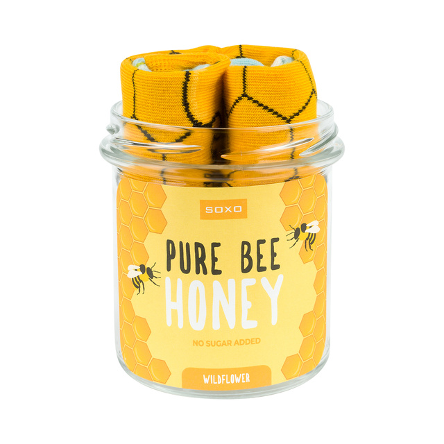 Calzini colorati da donna SOXO GOOD STUFF divertenti puro miele d'api in un barattolo un regalo per lei