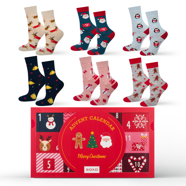 Calendario dell'Avvento | idea regalo per lei | giorno di San Nicola | Set di 6 calzini da donna SOXO
