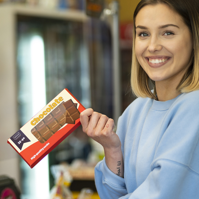 Calzini regalo da donna SOXO | barretta di cioccolato | Happy Gift