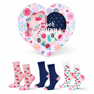 Set di 3x calze da donna in confezione colorata regalo per la nonna