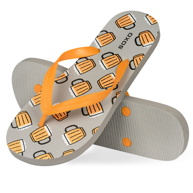 Comfort Donna Uomo SOXO Beach Flip Flops | Allegro e colorato in birra | Perfetto per le vacanze in spiaggia e in piscina