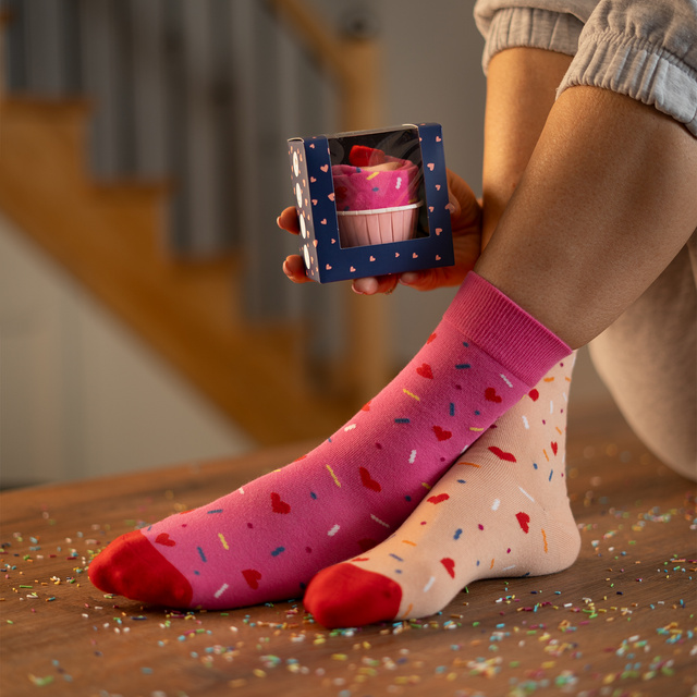 Calzini rosa SOXO cupcake da donna in confezione