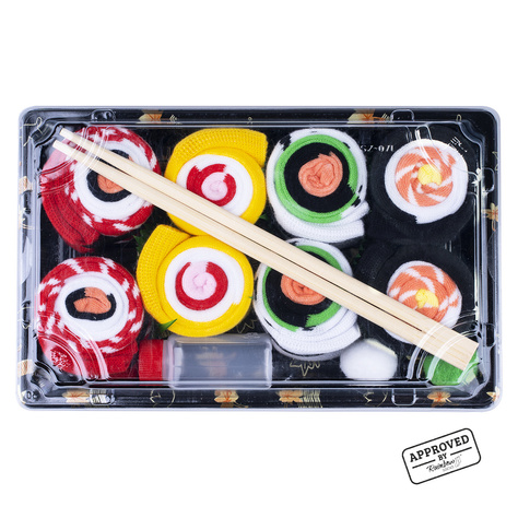 Set di 4 calzini da donna da uomo colorati SOXO sushi in una scatola