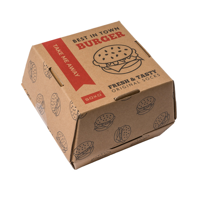 Calzini da donna | SOXO maschile | Hamburger in scatola | idea regalo allegra | calzini divertenti per lei | per Lui Unisex
